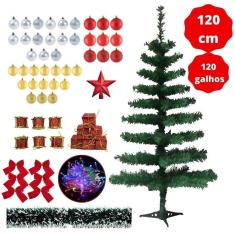 Imagem de Árvore De Natal Verde Decorada 1,20M 66 Enfeite Pisca 110V
