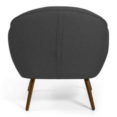 Imagem de Poltrona Decorativa Sala de Estar Nina Pés Palito Madeira C-416 Linho  Escuro - Domi