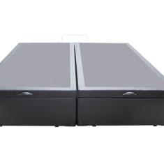 Imagem de Cama Box Ba  King Bipartido Sint tico Cinza Com Pist o A G s