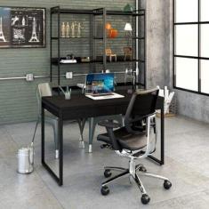Imagem de Mesa para Escritório 120cm 2 Gavetas Kuadra Compace Preto Onix