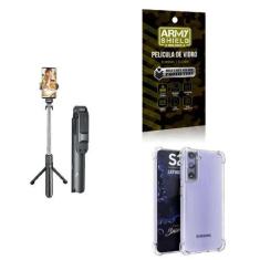Imagem de Kit Tripé De Selfie + Capinha Samsung S21 Plus + Película 3D - Armyshi