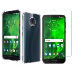 Imagem de Kit Capinha Silicone Antichoque + Pelicula Vidro Moto G6 XT1925 - HReb
