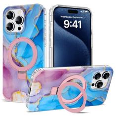 Imagem de ETPESOK Capa para iPhone 14 Pro Max com padrão de mármore com suporte de anel magnético [compatível com Mag-safe] Capa protetora de TPU para iPhone 14 Pro Max de 6,7 polegadas para mulheres e homens,
