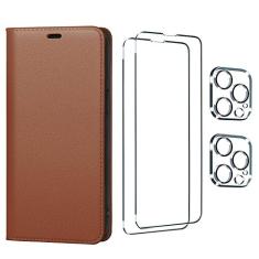 Imagem de Utook Capa carteira compatível com iPhone 14 Pro, capa magnética de couro genuíno com flip para celular com cartão de crédito bloqueio RFID à prova de choque para telefone 14 Pro 6,1 polegadas 5G