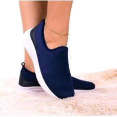Imagem de Tênis Meia Básico Casual Feminino Calce Facil - Anabe Calçados, Azul, 