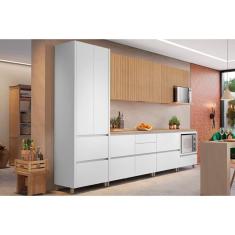 Imagem de Cozinha Modulada Completa Rainha Gourmet 7 Peças (3Aéreos+3Balcões+1Paneleiro) C6P37 Branca/Nature - Nesher
