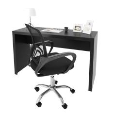 Imagem de Escrivaninha 127cm Me4135 com Cadeira Diretor Tela Mesh Tok 3310 Espresso Móveis Preto