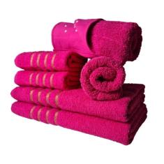 Imagem de Jogos De Toalhas 2 Banhos 2 Rosto 2 Tapetes 6pçs Rosa