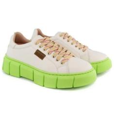 Imagem de Tênis Casual Feminino Lia Flatform Tratorado Off White-Feminino
