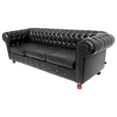 Imagem de Dois Sofás Chesterfield Capitone Luis XV Corano - Preto 1,80M / Decora