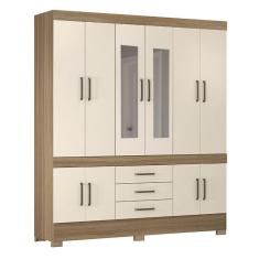 Imagem de Guarda Roupa Casal New Murano 10 Portas E 3 Gavetas Amêndola Off White Com Espelho - Demóbile Amêndola Off White