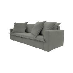 Imagem de Sofá 3 Lugares para Sala de Estar Tecido Veludo Cinza Vegas Premium Base em Madeira Maciça 