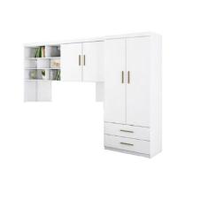Imagem de Guarda Roupa Roupeiro 2 Portas E 2 Gavetas + Módulo Aéreo Gold 2 Porta