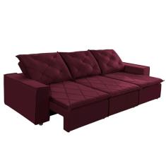 Imagem de Sofá Retrátil Reclinável Italia 6 Lugares Veludo Bordo 280cm Megasul
