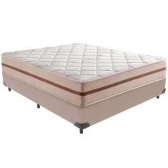 Imagem de Cama Box Bege E Colchão Classic 22 Cm Molas Ensacadas Casal Anjos