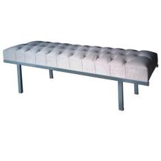 Imagem de Recamier Casal Bege Suede Liso Base De Metal Cinza Barrow Vintage - RB