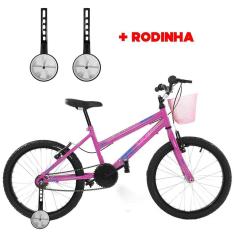 Imagem de Bicicleta Infantil Aro 20 Feminina Com Rodinha Lateral e Cesta Freios V-Brake Wendy Para Meninas Pink