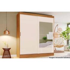 Imagem de Guarda Roupa 2 Portas de Correr (1 c/ Espelho) e 2 Gavetas Briz B74 Nature/Off White - Henn