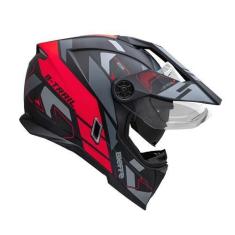 Imagem de Capacete Moto Bieffe B-Trail Conquest Com Óculos Interno, Preto Brilha