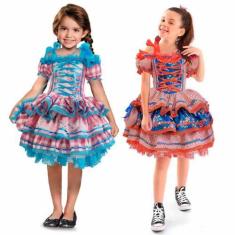 Imagem de Vestido Festa Junina Bebê Menina Xadrex Luxo Com Bolsa - Fantasias Car