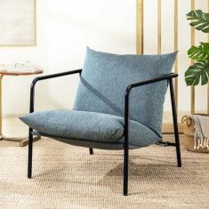 Imagem de Mellow Wyn — Cadeira com detalhes em estilo Sling com braços/poltrona casual com moldura de metal e almofadas de espuma de pelúcia