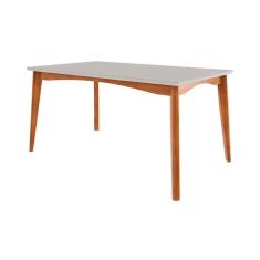 Imagem de Mesa p/ Cozinha Monalisa c/ Tampo Madeirado Vidro 160x90cm Natural - Nesher