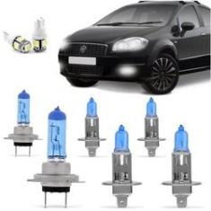 Imagem de Kit Lampadas Fiat Linea 2008 2009 2010 2011 2012 Super s Para Farol Foco Duplo H7 H1 e Milha H1 - 8500k 12V 55w Com Selo do Inmetro