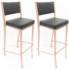 Imagem de Kit 2 Banquetas EMPILHÁVEL Rosê alta assento e encosto  - Poltronas do Sul