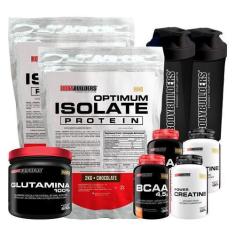 Imagem de Kit 2X Optimum Isolate Protein 2Kg + 2X Bcaa100g+ 2X Creatina100g + Gl