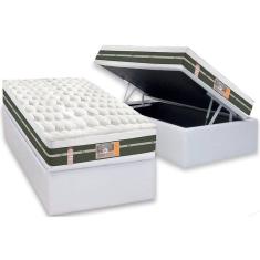 Imagem de Cama Box Baú Solteiro: Colchão Molas Bonnel Castor Silver Star Air + Base CRC Courano White(88x188)
