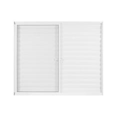 Imagem de Janela de Alumínio Veneziana 100x150cm 3 Folhas 1 Fixa com Vidro Liso Soft Plus MGM Branco