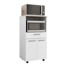 Imagem de Balcão Multiuso Para Forno Microondas 2 Portas E 1 Gavetão Duo Branco - Pallazio