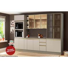 Imagem de Cozinha Modulada Henn Connect 8 Peças (1 Armário + 2 Balcões + 2 Paneleiros + 3 Complementos) C8P06 Duna/Cristal