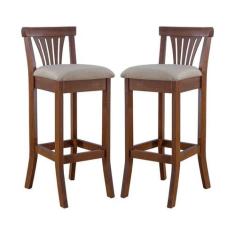 Imagem de Kit 2 Banquetas Alta Estofada Valentina 36 x 100 Cm Madeira Maciça Ver
