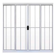 Imagem de Janela de Alumínio Branco Vitro de Correr 4 Folhas Com Grade Hale Esqu
