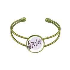 Imagem de Pulseira de notas musicais com formato redondo e aba aberta retrô