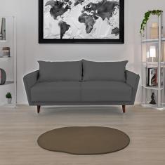 Imagem de Sofá 3 Lugares Linho Grafite Pietro Base em Madeira Maciça