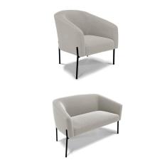 Imagem de Sofá Namoradeira e Poltrona Pé Ferro Preto Stella Bouclê Cinza D03 - D`Rossi