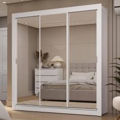 Imagem de Guarda-roupa Casal 3 Portas Correr 2 Gavetas Branco Sublime