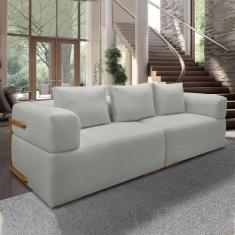 Imagem de Sofá Bipartido 4 Lugares com Almofadas Soltas 260cm Nuuk Linho Cinza G