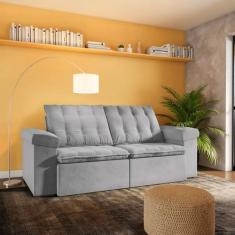 Imagem de Sofá 3 Lugares Retrátil E Reclinável Búzios Veludo Cinza 230 Cm - Mobl