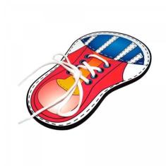 Imagem de Divertilaço Brinquedo Educativo Amarrar Tênis em Madeira - Maninho