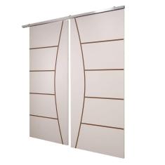 Imagem de Porta Dupla Branco Prime Frisada Kit Alumínio F09 - 210x180