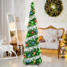 Imagem de Árvore de Natal Pinkswan de 1,5 m com lantejoulas verdes e prateadas