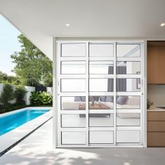 Imagem de Porta de Correr de Aluminio 210x150cm 3 Folhas Moveis Branco