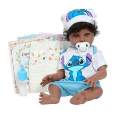 Imagem de Boneco Bebê Reborn Negro 100% Vinil Siliconado Enxoval Fofo - Cegonha 