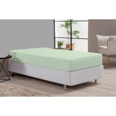 Imagem de Lençol De Cama Solteiro Verde Percal 180 Fios Algodão