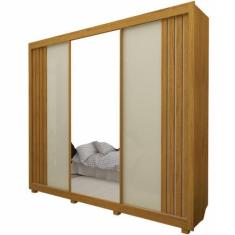 Imagem de Guarda Roupa De Casal Gelius Santorini 3 Portas De Correr Ripas Autênt