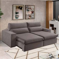 Imagem de Sofá 2 Lugares 230cm Retrátil e Reclinável Free Veludo Bege Marroml