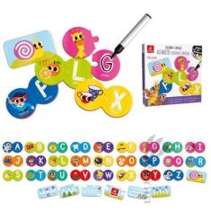 Imagem de Quebra Cabeça Infantil Alfabeto Ilustrado Escreva Apague Peças Grandes